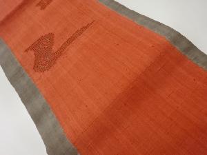 リサイクル　手織り紬カットワーク抽象に花模様名古屋帯